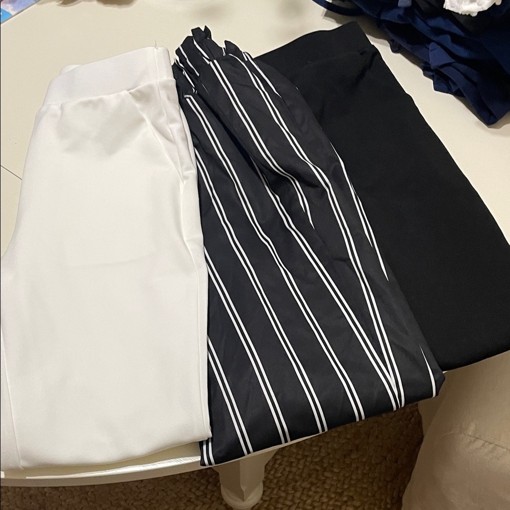 SHEIN, black and White Striped Pants Set